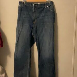 Relaxed Blue Jeans with Contrast Stitching